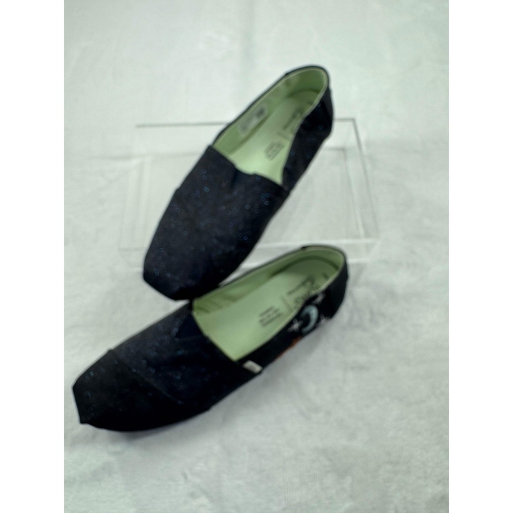 Toms Alpargata Flat Shoes Women's 7 Blue Glitter Fox Print Slip-on Lightweight - Picture 3 of 14